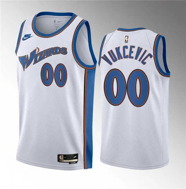 Mens Washington Wizards #00 Tristan Vukcevic White 2023 Draft Classic Edition Stitched Jersey Dzhi
